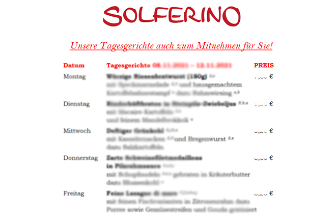 Vorschau Speiseplan Solferino